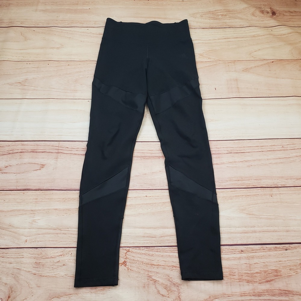 Adidas Climalite Pants Womens Small Black Mesh Panel High Rise Athletic Leggings
